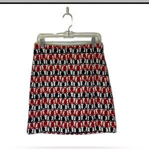 Talbots Size 12 Lined Skirt in Red,Black & White 98% Cotton 2% Spandex Like New